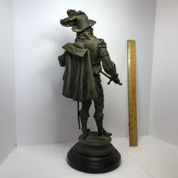 Impressive Vintage Super Heavy Bronzed Spelter Musketeer Sculpture