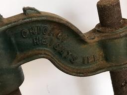 Vintage Cast Iron Hand Crank Drill Press - Chicago Heights, Ill.