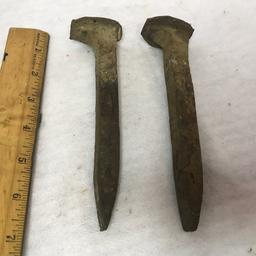 Pair of Antique Railroad Spikes