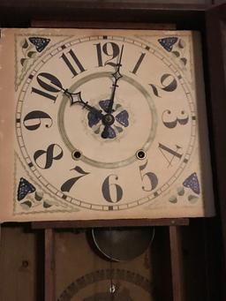 Antique C & N Jerome Brass Bushed Wall Mantle Clock w/Key - Bristol, CT