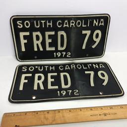 South Carolina 1972 License Plates