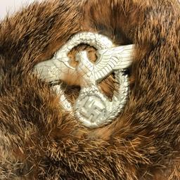 RARE ORIGINAL - WWII German Fur Lined Nazi Police Fur Cap Ushanka - Spoils of War