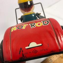 Vintage Tin "Bump N Go" Hot Rod Wind-Up Car - Made in Japan