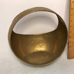 Vintage Hammered Brass Basket - Made in India