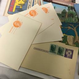 Huge Lot of Vintage Postcards - First Day Issued Stamped Postcards & Misc Stamps