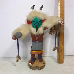 Vintage Wooden Hand Made Carved Native American Indian Kachina Doll - Signed "C Lee" Eagle