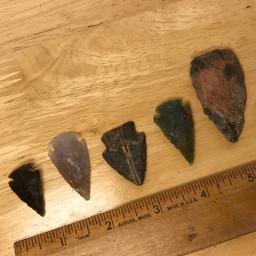 Lot of 6 Old Dug Arrowheads