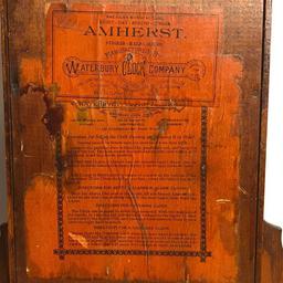 Antique Waterbury Clock Co. Amherst Pressed Oak Mantle Clock with Key
