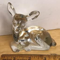 Fenton Glass Deer Figurine with Original Foil Label on Bottom