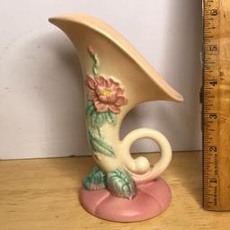 Vintage Signed “Hull” Floral Cornucopia Vase