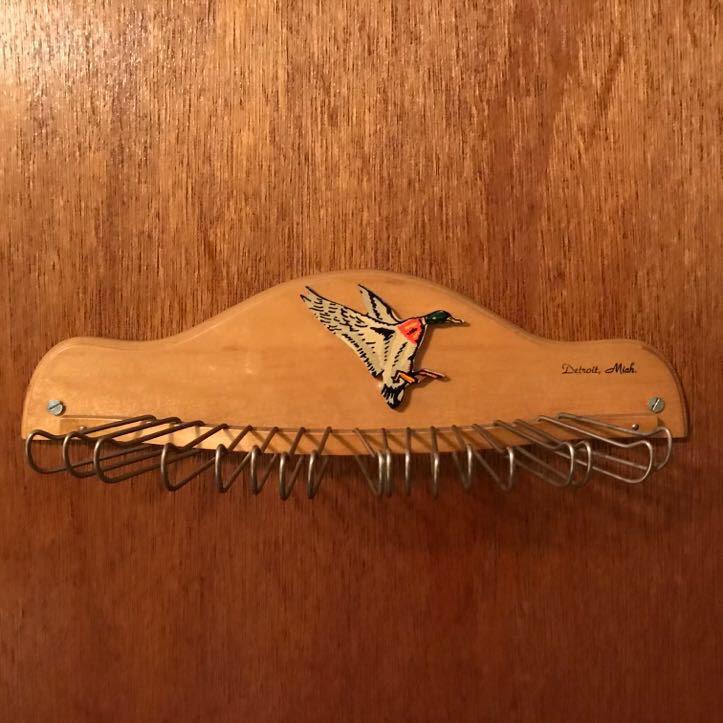 Vintage Tie Rack with Duck, Detroit Mich