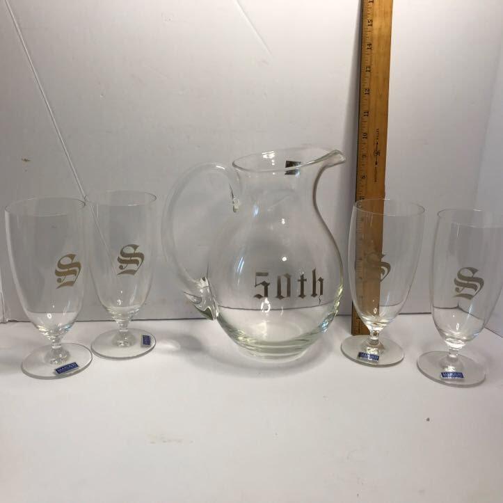 5-pc Marquis Waterford Crystal Pitcher with Tumblers Set with Original foil labels