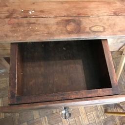 Vintage Wooden Tall Side Table with Drawer