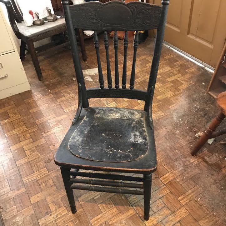 Antique Wooden Pressed Back Side Chair