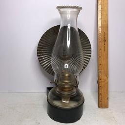 Antique Wall Mounted Oil Lamp with Reflector