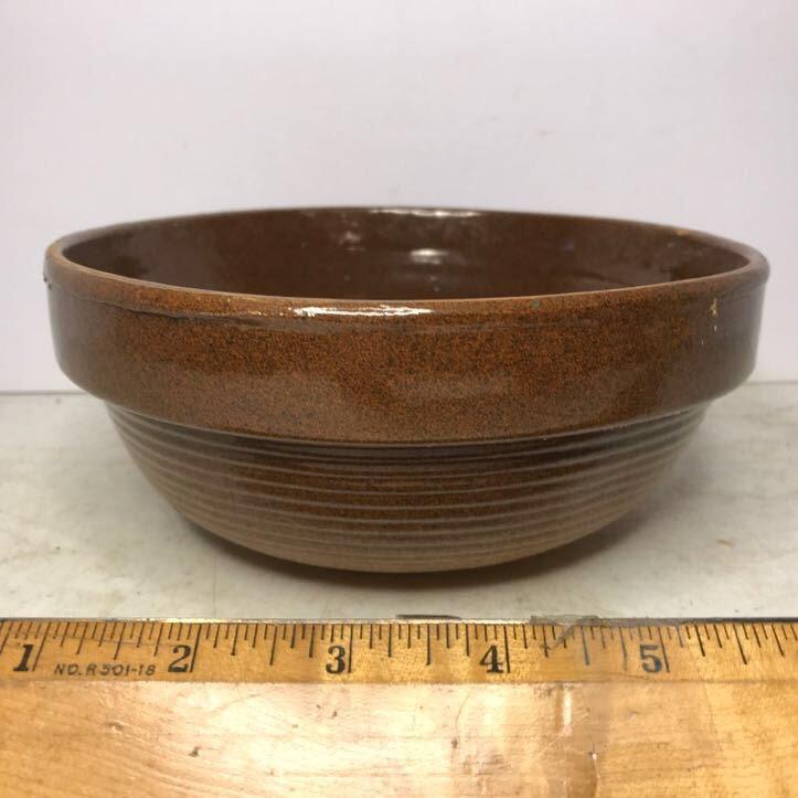 Vintage Ribbed Pottery Bowl Signed On Bottom