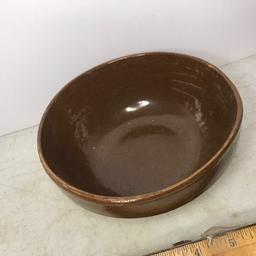 Vintage Ribbed Pottery Bowl Signed On Bottom