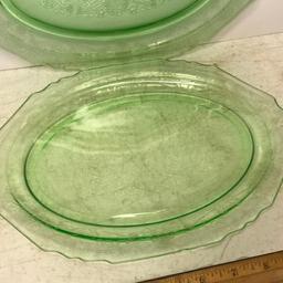 Pair of Vintage Vaseline/Uranium Glass Oval Platters