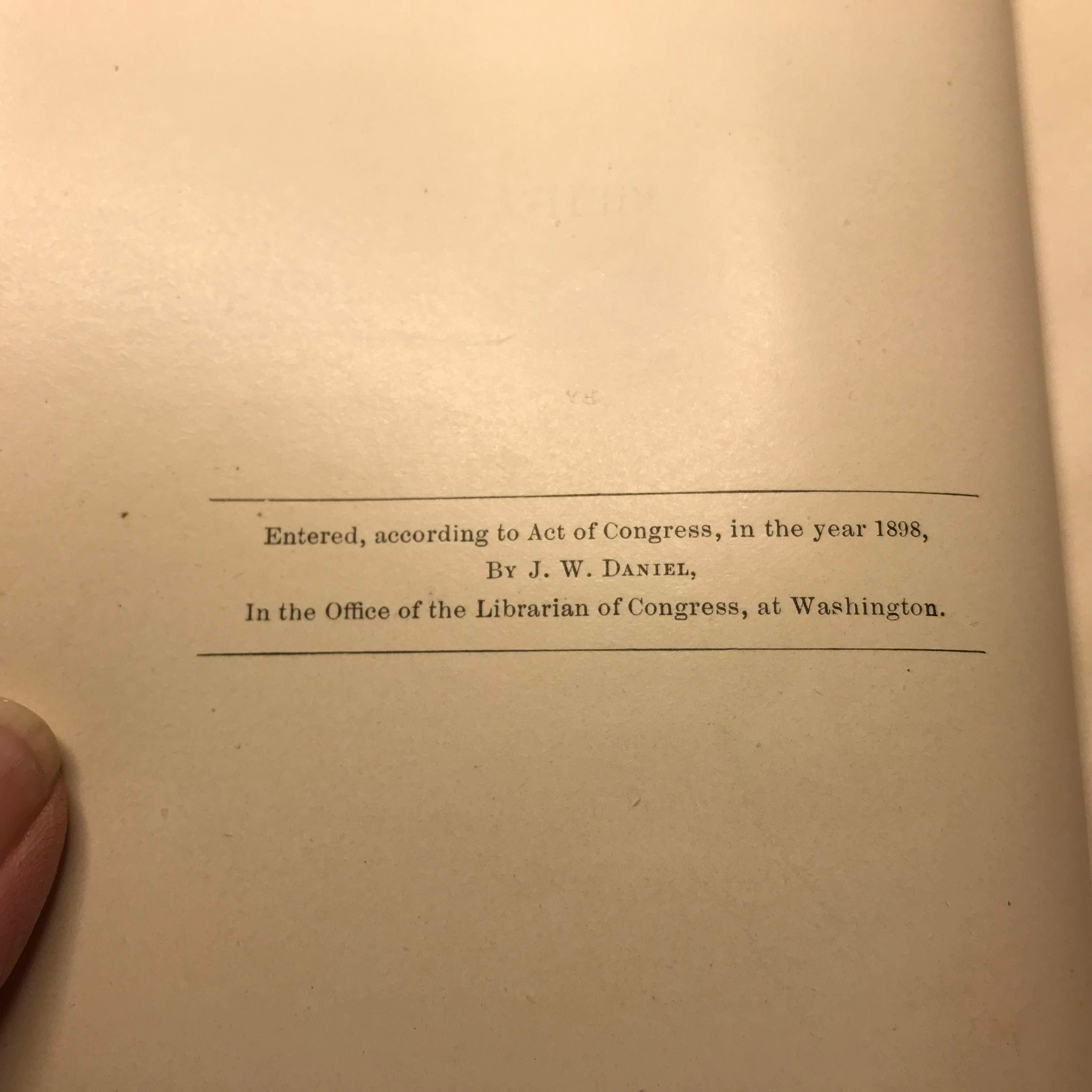 1898 “Cateechee of Keeowee: A Descriptive Poem” By J. W. Daniel, A.M. Hard Cover book