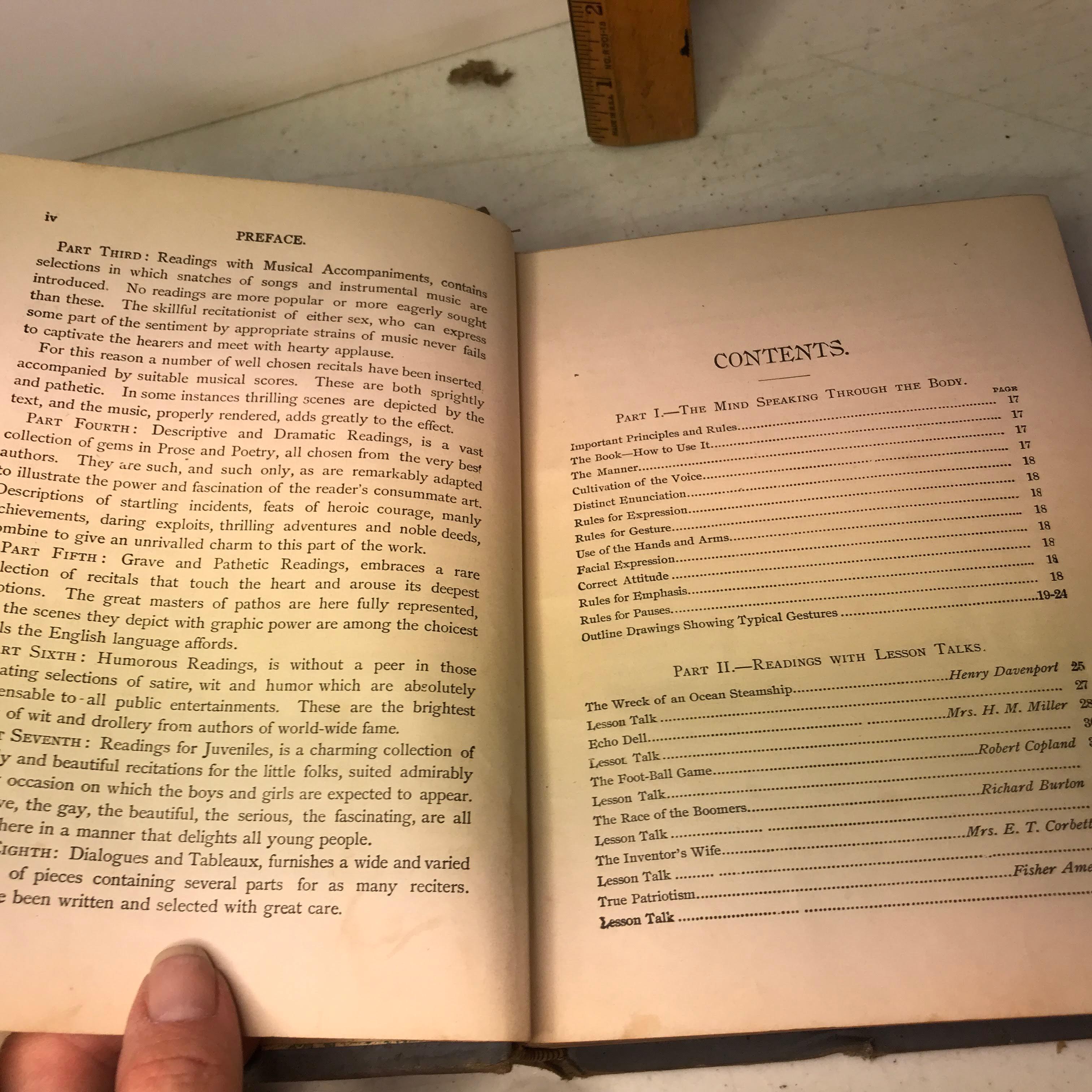 1894 “The Peerless Reciter or Popular Program” Hard Cover Book