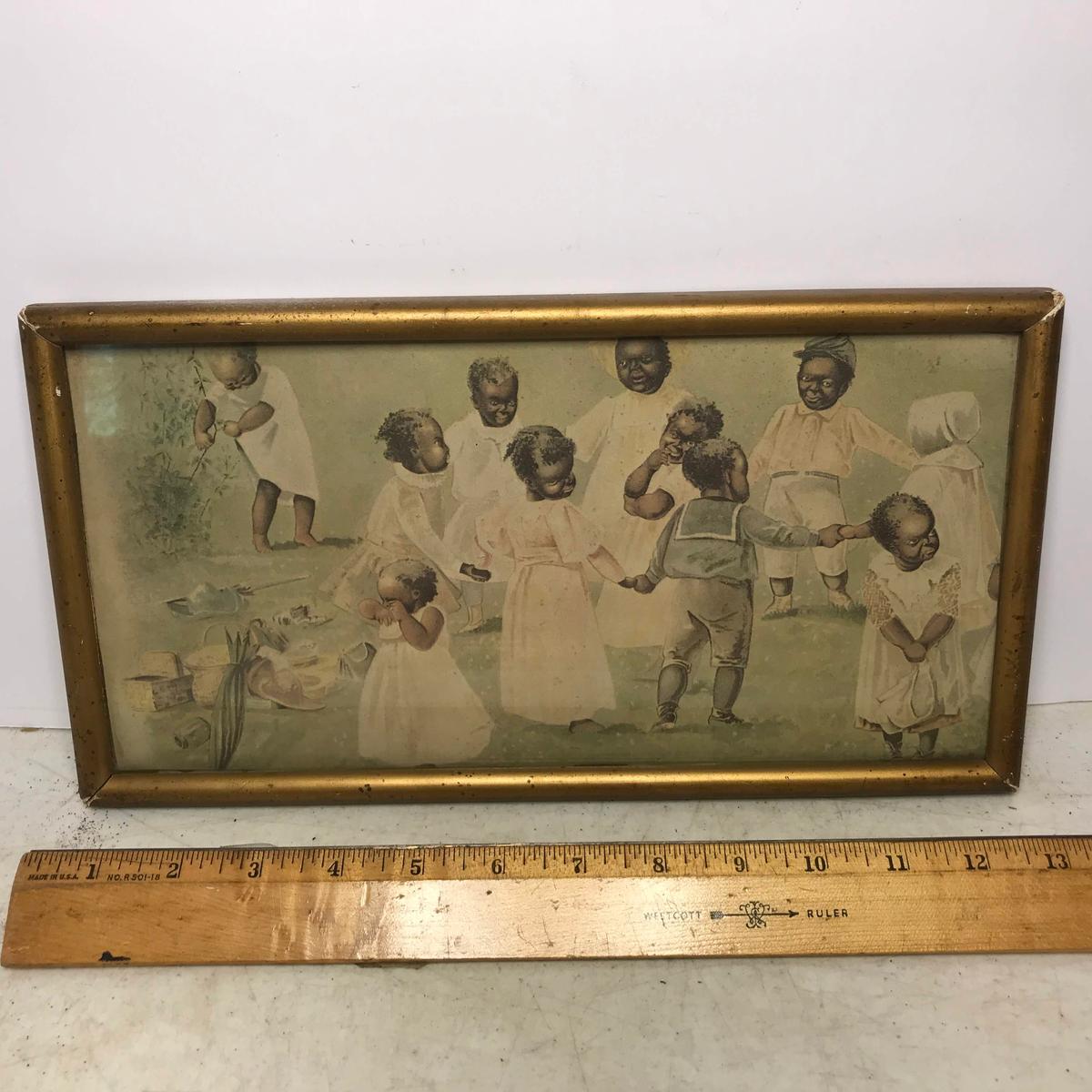 Vintage Black Americana Print in Frame