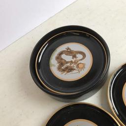 Otagiri Lacquerware Dragon Coaster Set in Lidded Case