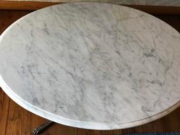 Vintage Duncan Phyfe Style Oval Coffee Table with Marble Top