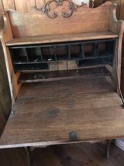 Beautiful Vintage Oak Secretary Book Shelf