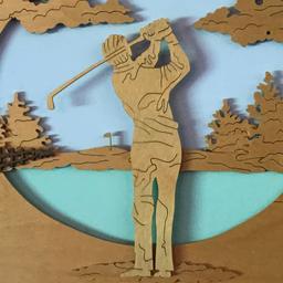 Carved Wood Golfer Clock