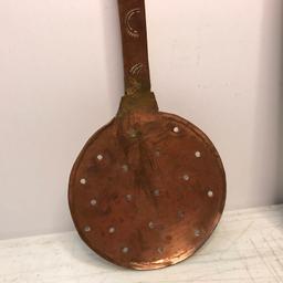 Vintage Heavy Hand Hammered Copper Straining Utensil