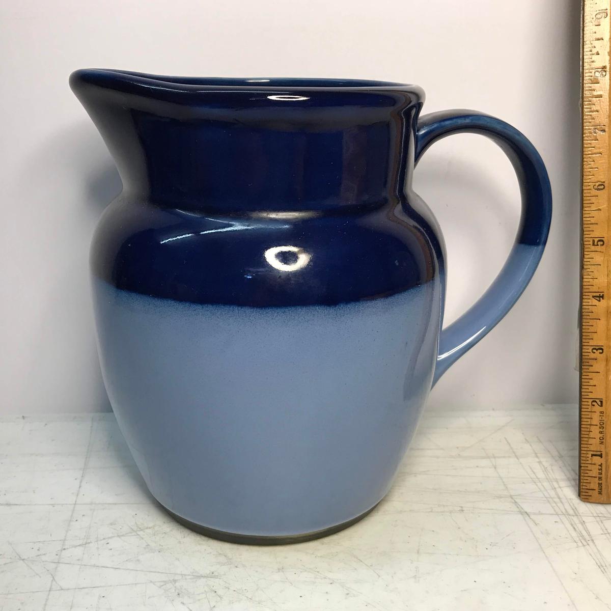 Pretty 2-Tone Blue Pottery Pitcher