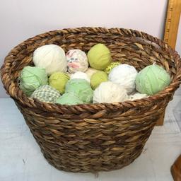 Basket Full of Decorative Fabric Balls