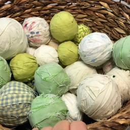 Basket Full of Decorative Fabric Balls