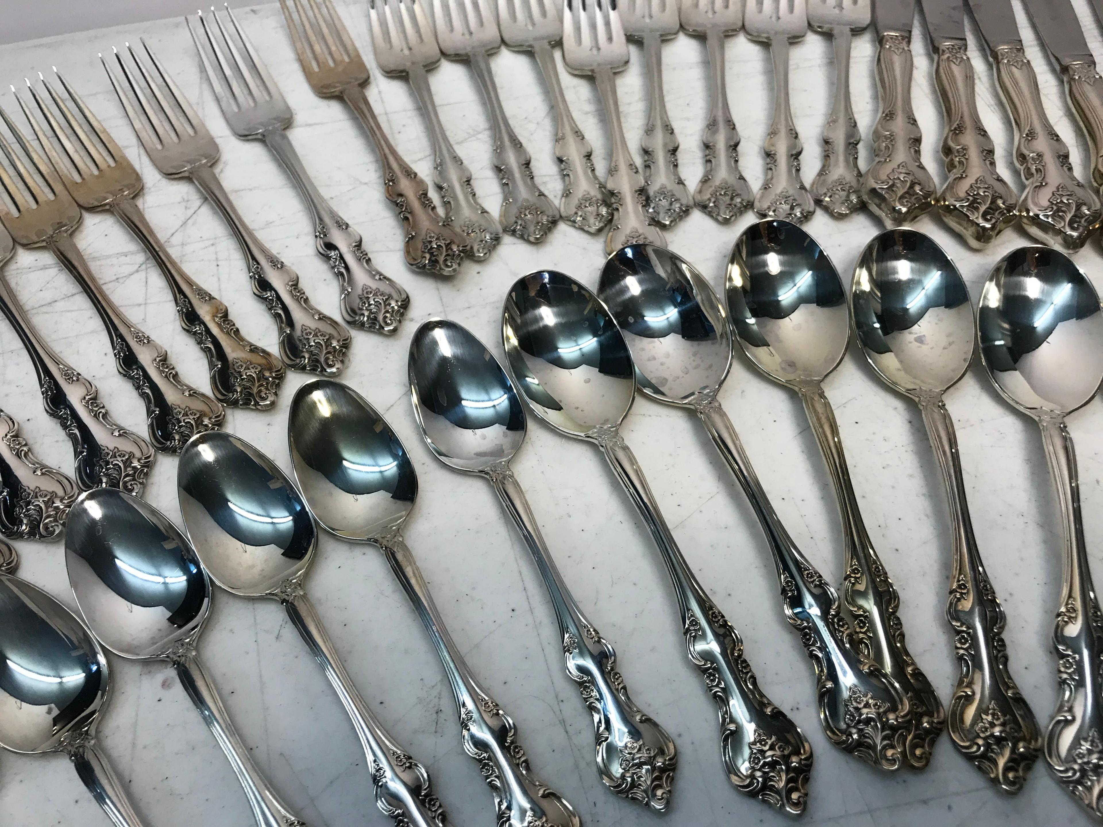 42 Pc International Deep Silver Silverplate Flatware