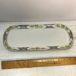 Vintage Double Handled Porcelain Floral Tray