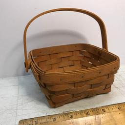 1993 Square Longaberger Basket with Hinged Handle Signed on Bottom