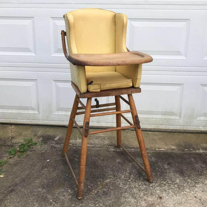 Vintage Wooden High Chair & Potty Chair