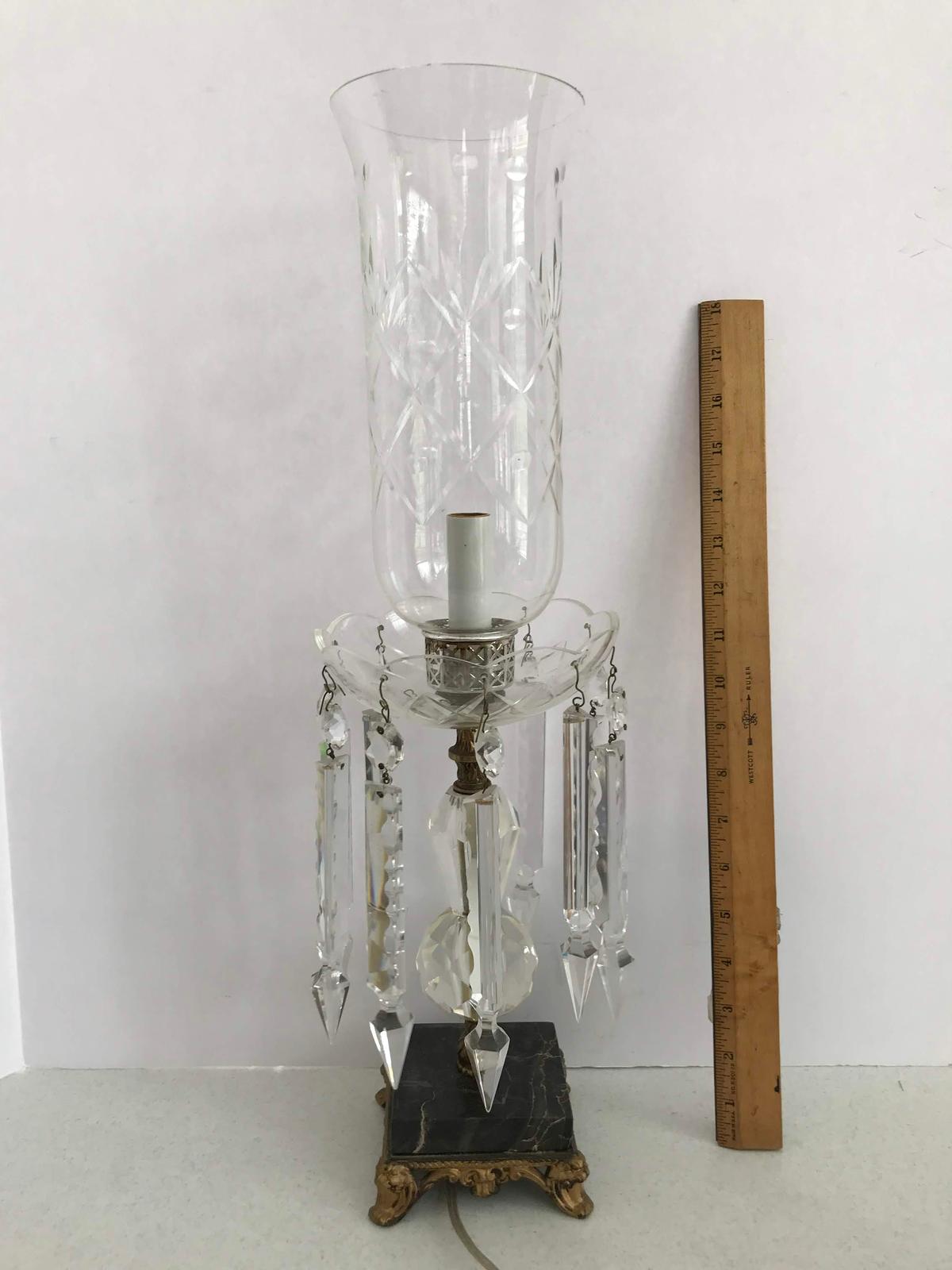 Impressive Hanging Crystal Lamp with Marble Base