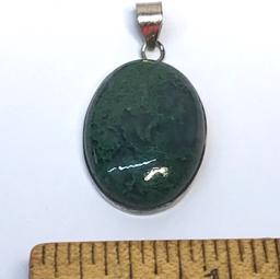 Sterling Silver Pendant with Large Green Stone