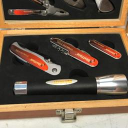 Sheffield Stainless Tool & Knife Set in Collectible Wooden Case