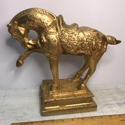 Gilt Chalk-ware Heavy Horse Statue