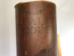 Large Vintage Coffee Shipping Container Barrel with Wooden Top