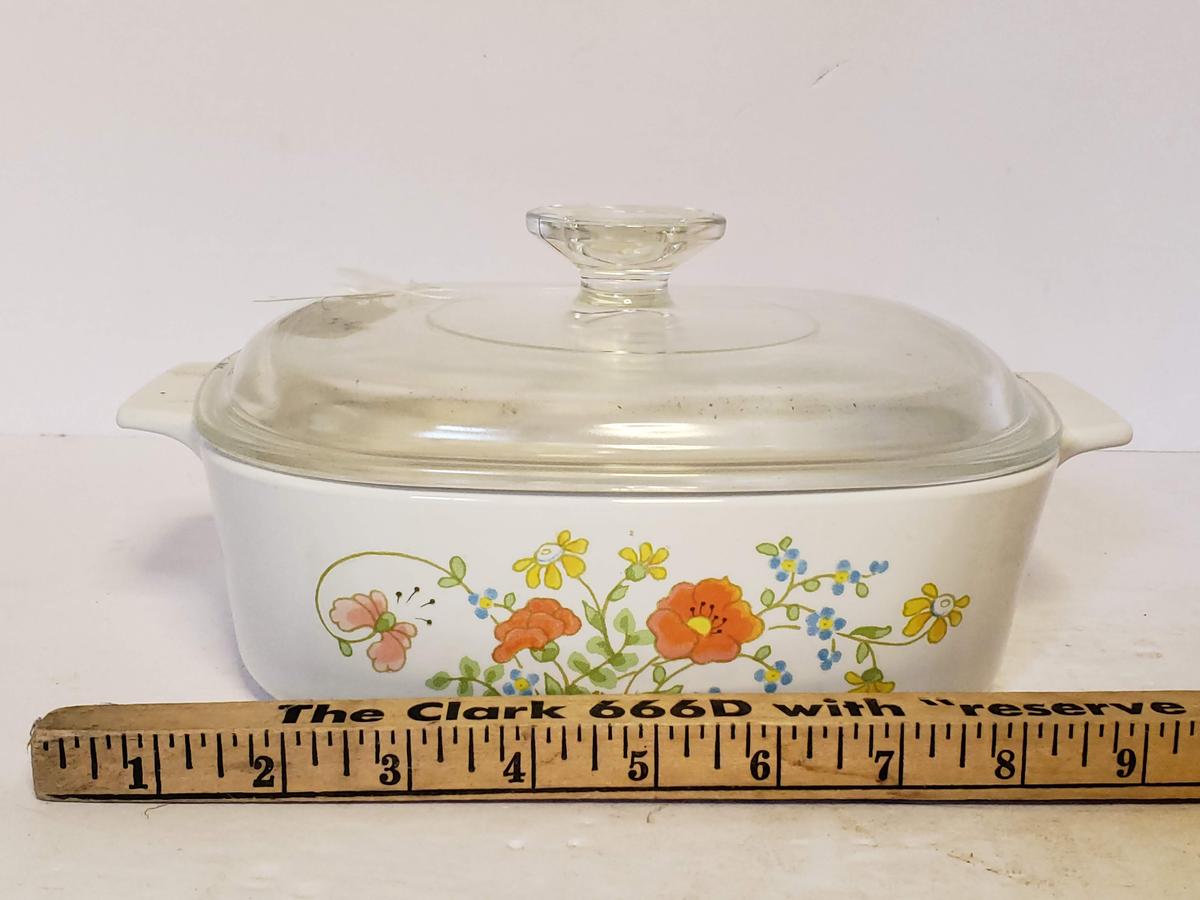 Corningware Covered Casserole Dish w/Wildflower Pattern