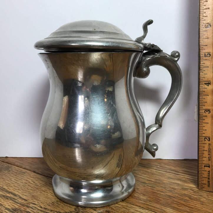 Vintage Pewter Lidded Tankard - Made in Sheffield