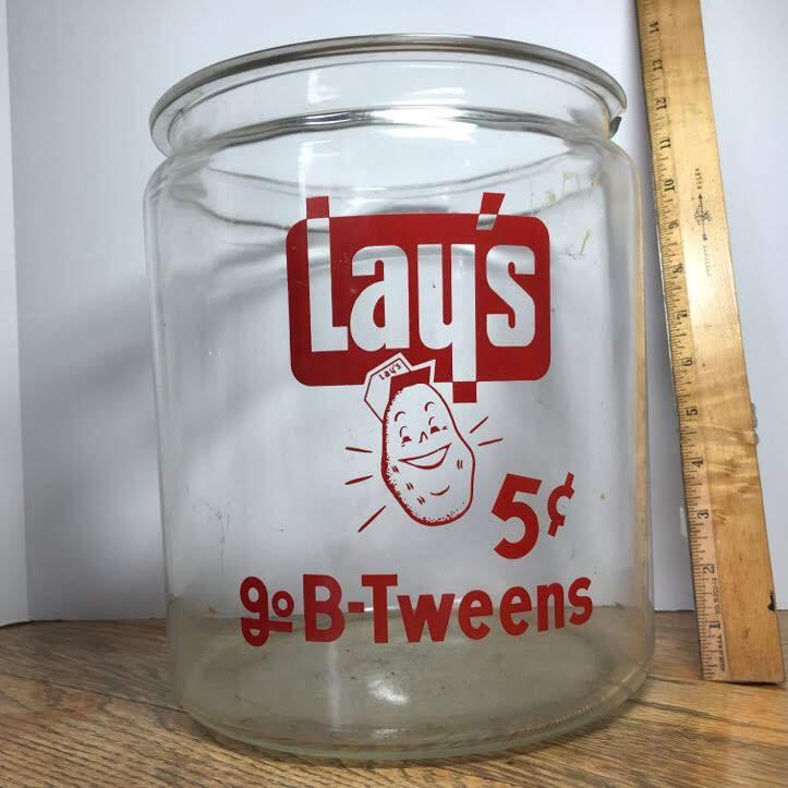 HUGE Vintage "Lays 5 Cents Go B-Tweens" Jar