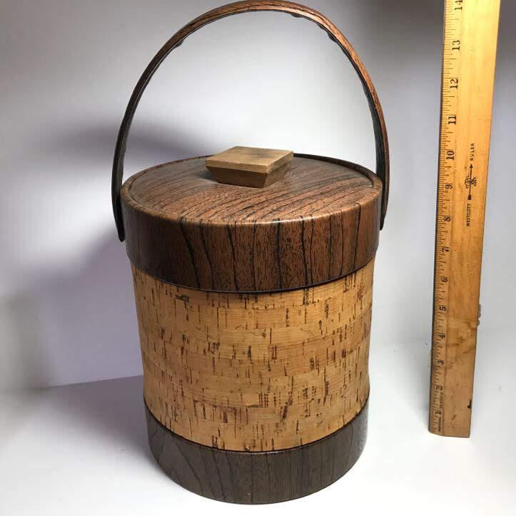 Vintage Cork & Vinyl Ice Bucket