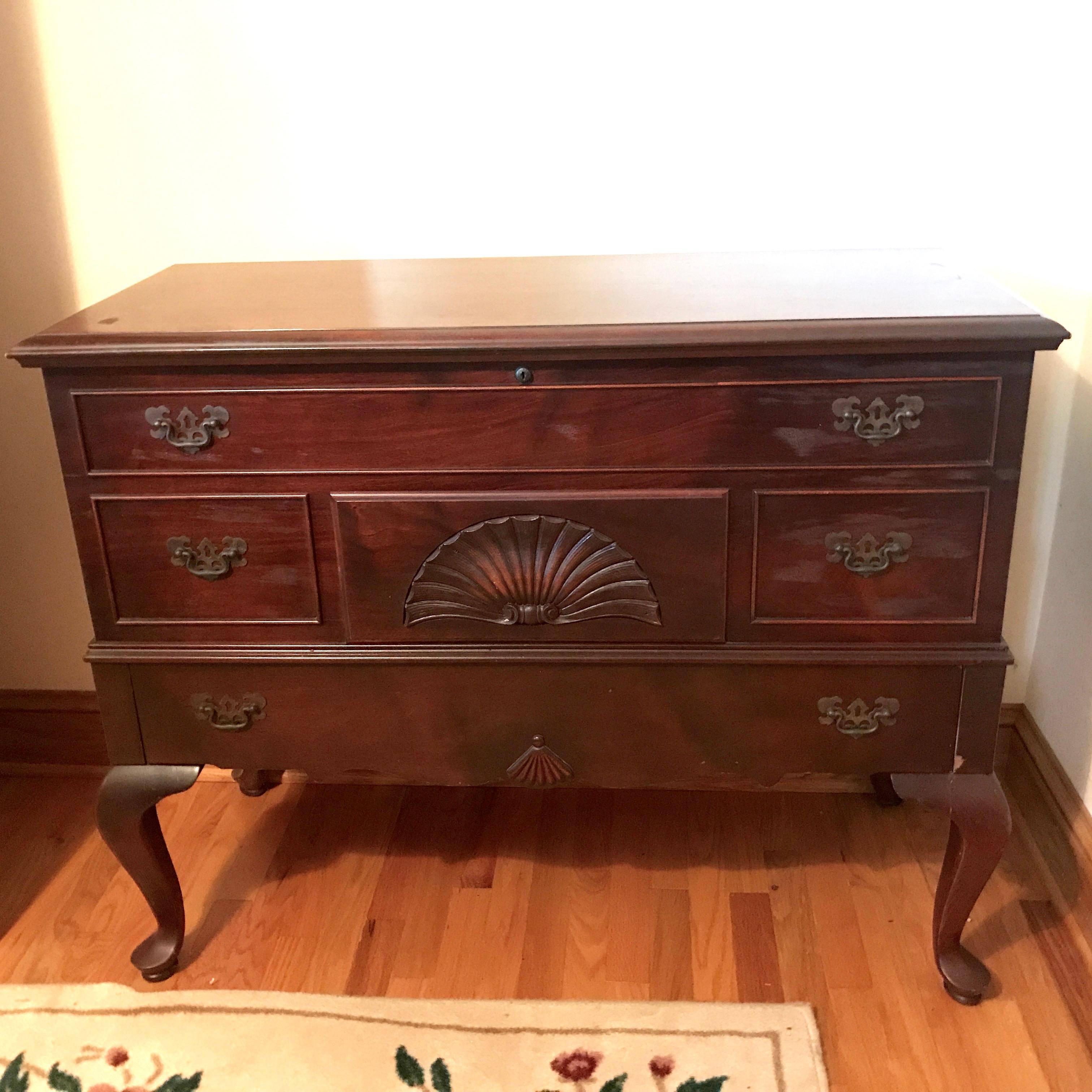 1952 Colonial Lowboy Lane Cedar Chest with Lower Drawer, Lock & Key - Beautiful!