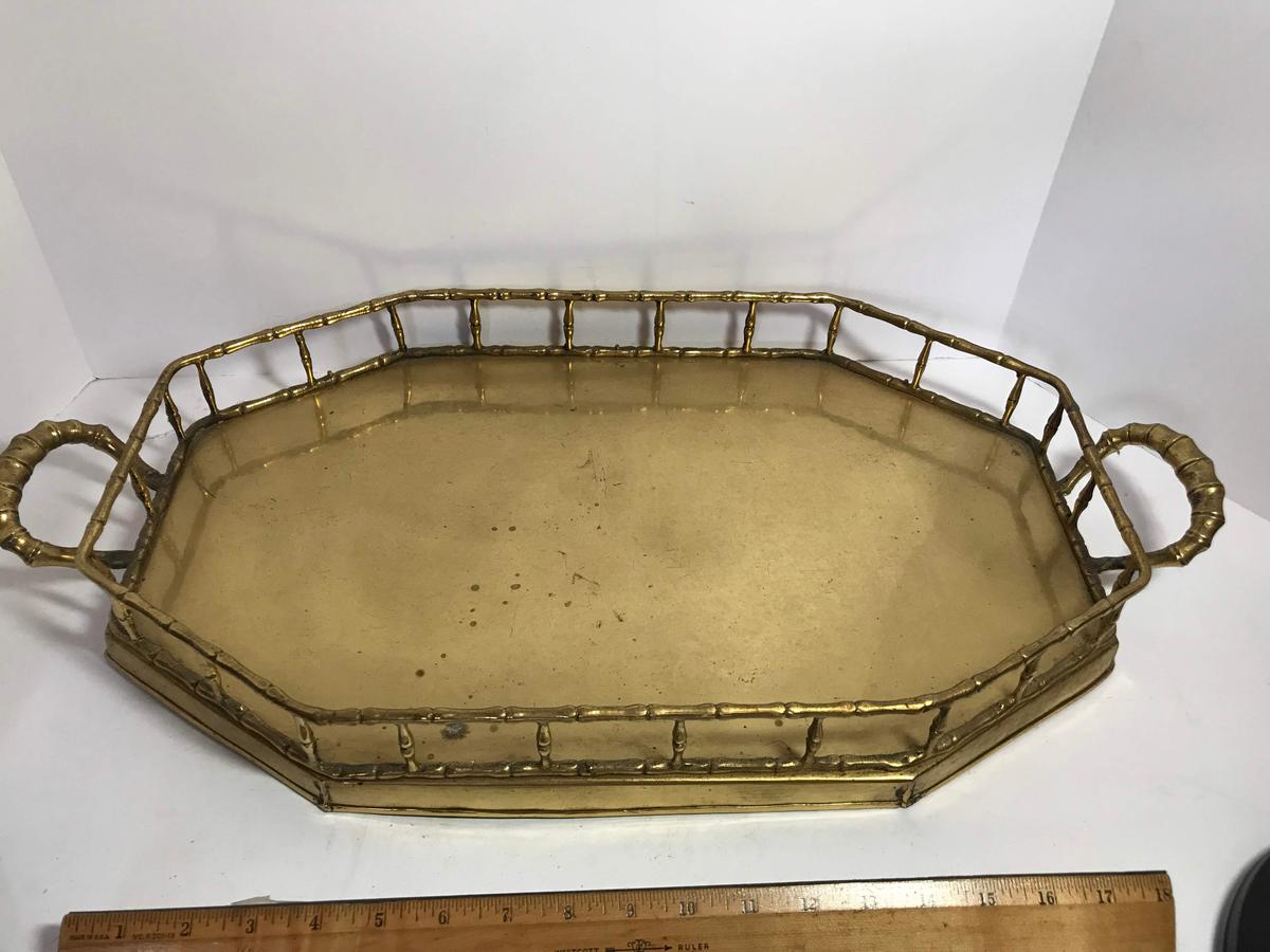 Vintage Large Brass Double Handled Serving Tray