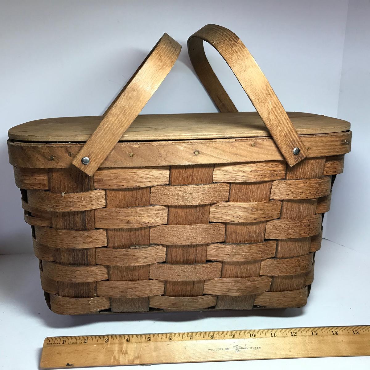 Vintage Split Oak Picnic Basket By Putney Basketville Vermont