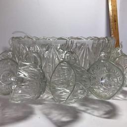 Vintage Glass Punch Bowl Set